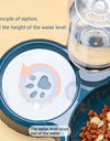 Automatic Pet Bowls With Water Feeder, 3 In 1 Ear Design Tilted Cat Water And Food Bowl Set With Gravity Water Bottle For Neck Protection