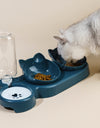 Automatic Pet Bowls With Water Feeder, 3 In 1 Ear Design Tilted Cat Water And Food Bowl Set With Gravity Water Bottle For Neck Protection