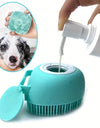 Pet Shampoo Brush, Silicone Massage Rubber Bath Comb With Shampoo Storage For Dog & Cat Grooming Tool