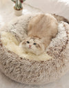 Plush Round Hooded Pet Bed, Warm Dog Bed For Small Dogs, Fluffy Soft Cat Bed, Donut Pet Cushion