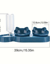 Automatic Pet Bowls With Water Feeder, 3 In 1 Ear Design Tilted Cat Water And Food Bowl Set With Gravity Water Bottle For Neck Protection