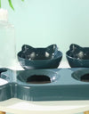 Automatic Pet Bowls With Water Feeder, 3 In 1 Ear Design Tilted Cat Water And Food Bowl Set With Gravity Water Bottle For Neck Protection