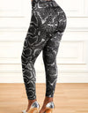 Faux Denim Print Yoga Workout Tight Pants, Stretch Sports Running Training Leggings, Women's Activewear