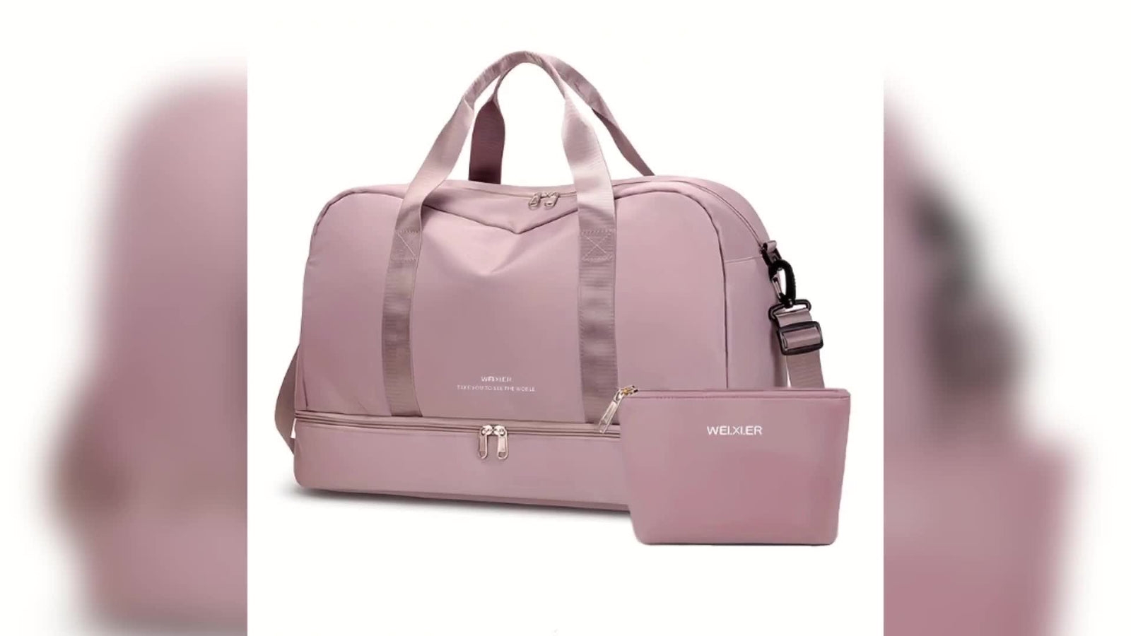Expandable Travel Luggage, Sports Handbag & wash bag, Fitness Bag, Women's One Shoulder Weekend Overnight Bag