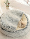 Plush Round Hooded Pet Bed, Warm Dog Bed For Small Dogs, Fluffy Soft Cat Bed, Donut Pet Cushion