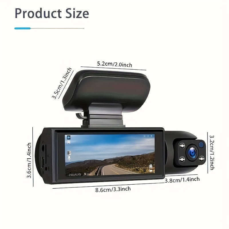 Dash Camera Front And Inside, 8.03cm Dash Cam 1080P, G Sensor HD Night Vision Loop Recording Wide Angle Car DVR ( Blue Photodiode Position Is Random)