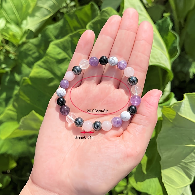 Stress Relief Bracelet Purple Black White Pink Natural Stone Bracelet For Women Gift