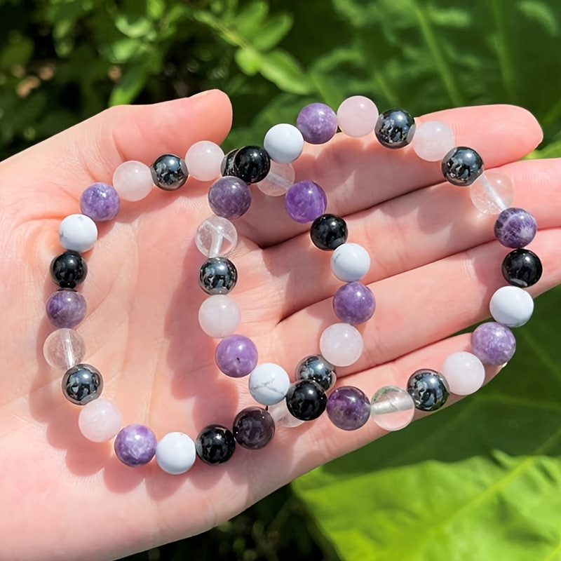 Stress Relief Bracelet Purple Black White Pink Natural Stone Bracelet For Women Gift