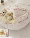 Plush Round Hooded Pet Bed, Warm Dog Bed For Small Dogs, Fluffy Soft Cat Bed, Donut Pet Cushion