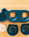 Automatic Pet Bowls With Water Feeder, 3 In 1 Ear Design Tilted Cat Water And Food Bowl Set With Gravity Water Bottle For Neck Protection
