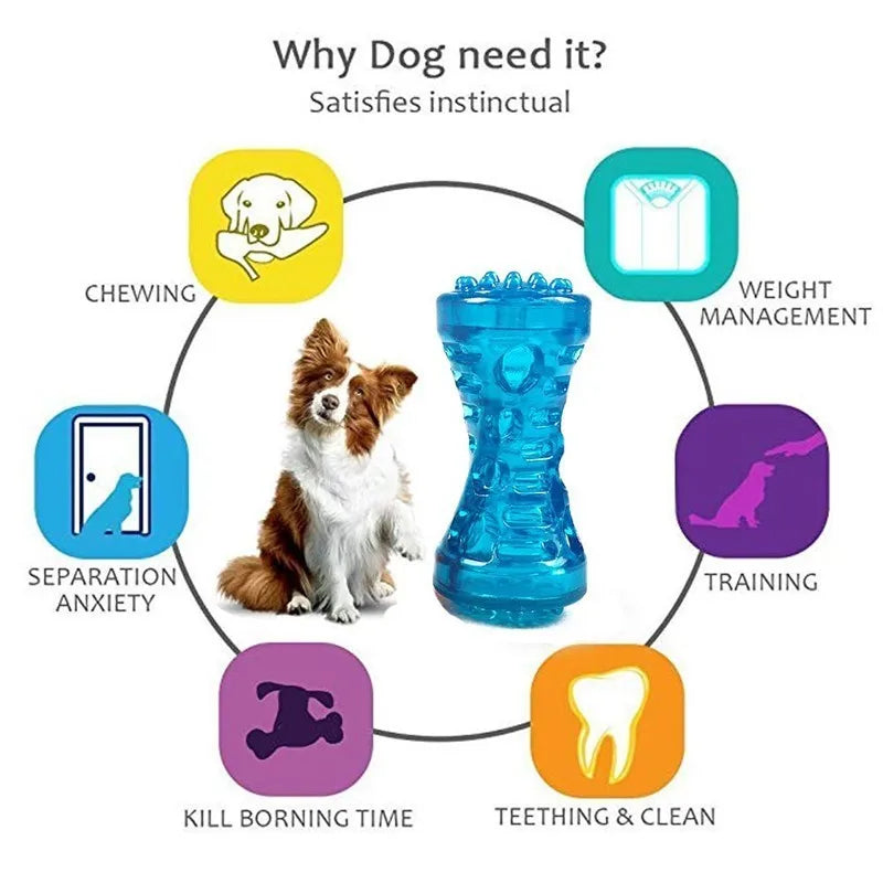 TPR Large Dog Bone Rubber Pet Toy Sound Strong Bite-Resistant Pets Teethbrush Toys Train Teeth Clean Chewing Perros Accessories