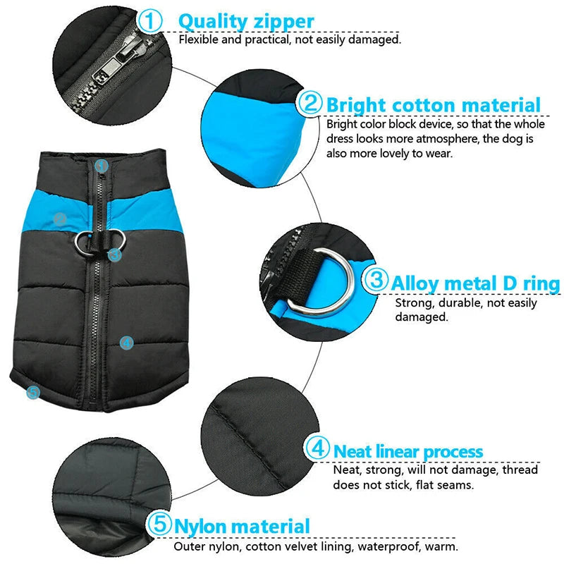 Winter Warm Dog Vest Jacket S-7XL Pet Clothes for Small Medium Large Dogs Doberman German Shepherd Greyhound Pets Clothing Coat