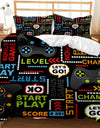 Gaming Bed Duvet Cover Set Twin,Gamer Bedding Sets for Boys Kids,Game King Size Duvet Cover Set 2/3pcs Microfiber Game Bed Set