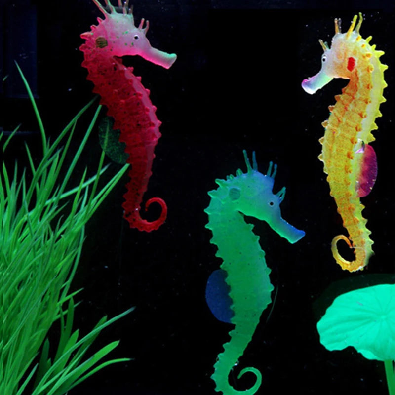 Silicone Glowing Artificial Fish Tank Light Aquarium Coral Plants Underwater Lights Pets Decor Aquatic mushroom seahorse light