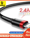 Baseus USB Cable for iPhone14 13 12 11 Pro Max Xs X 8 Plus Cable 2.4A Fast Charging Cable for iPhone Charger Cable USB Data Line