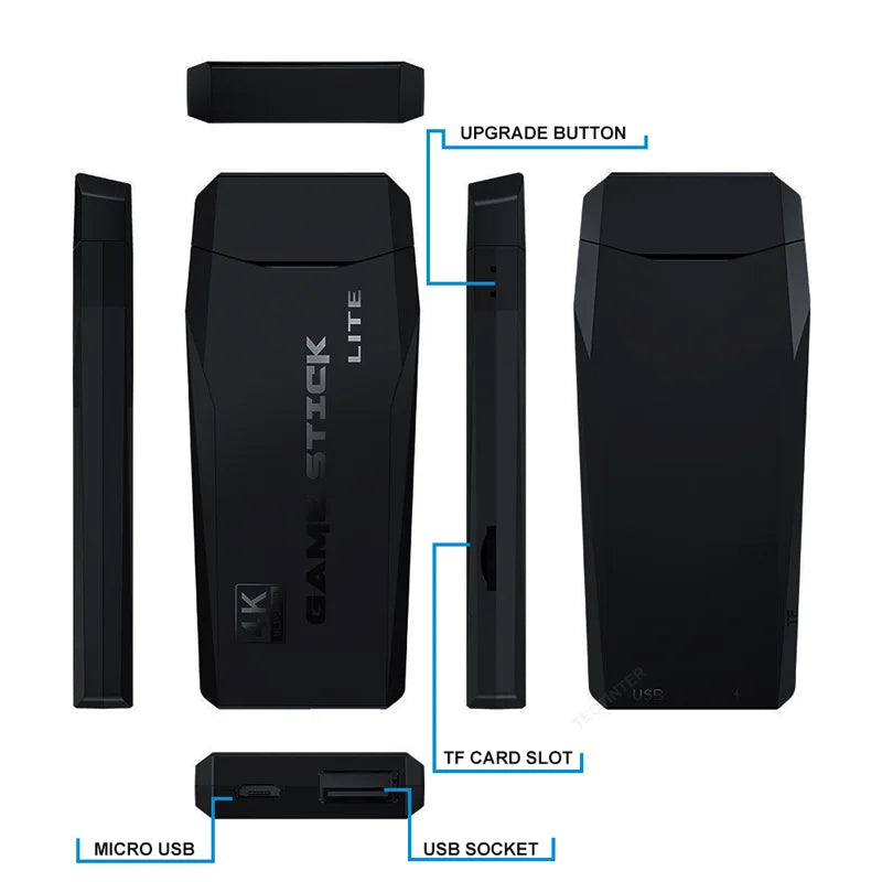 4K 10000 Games for PS1/GBA Games Video Game Stick Video Game Console 64GB Retro Games 2.4G Double Wireless Controller Game Stick