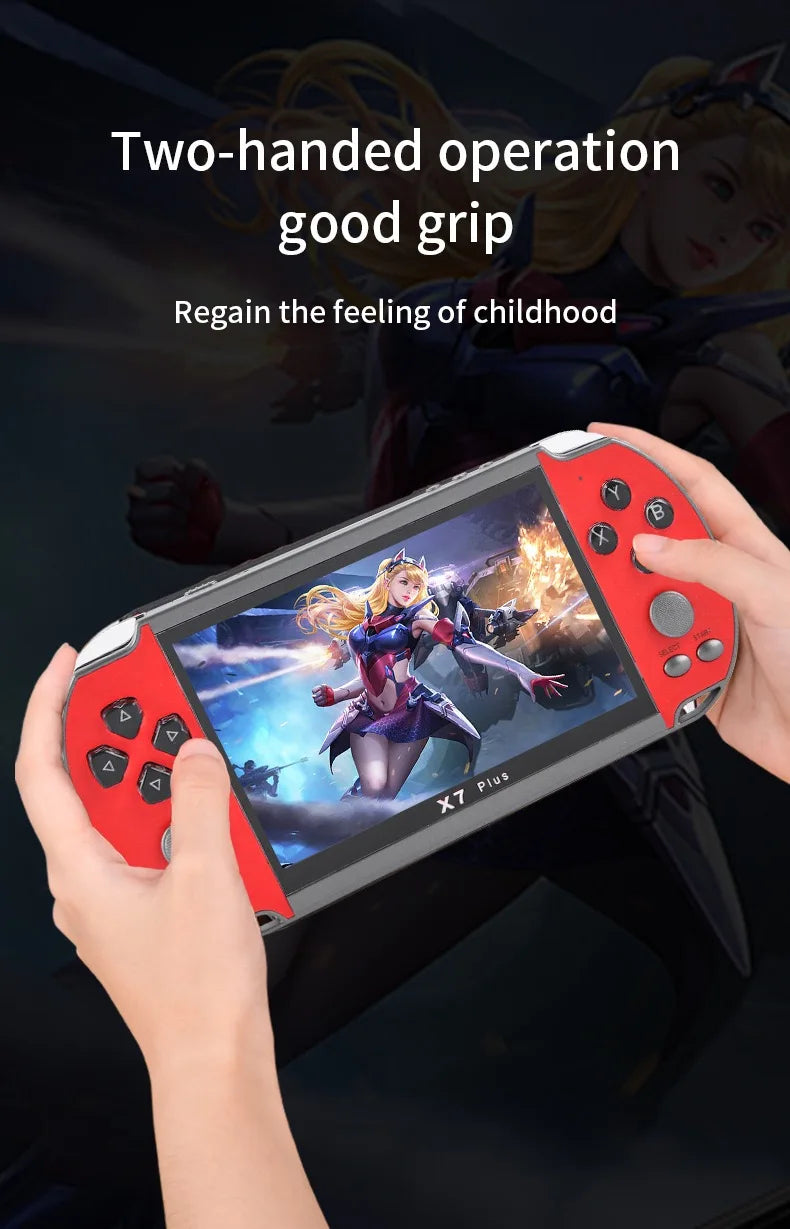 X7Plus Handheld Game Console 5.1Inch HD Screen Portable Audio Video Player Classic Play Built-in15000+ Free Games