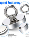 Super Strong Neodymium Magnets N52 Iman Ima Magnetic Fishing Magneat with Countersunk Hole Eyebolt for Salvage Magnetic Fishing