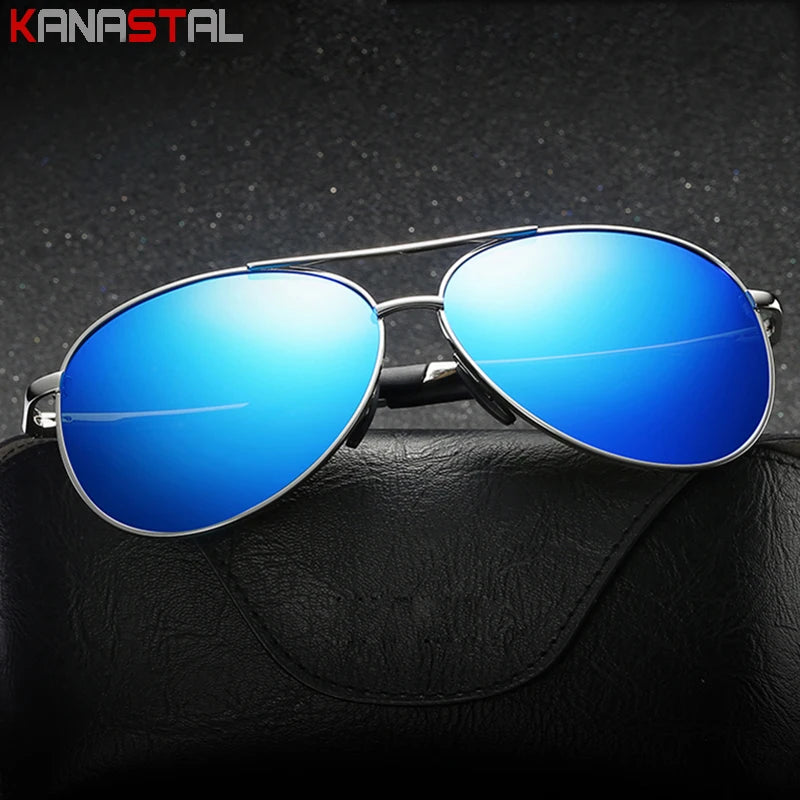 Men's Polarized Sunglasses UV400 Retro Pilot Male Sun Glasses Metal Eyeglasses Frame Driving Fishing Cycling Sunscreen Eyewear