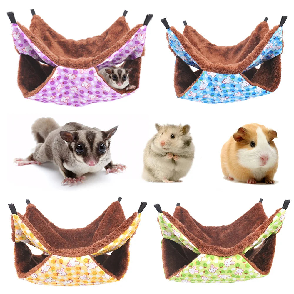 New Winter Warm Hamster Hammock For Rats Rodent Small Animal Guinea Pig Ferret Double-layer Plush Cotton Nests Pets Supplies YZL