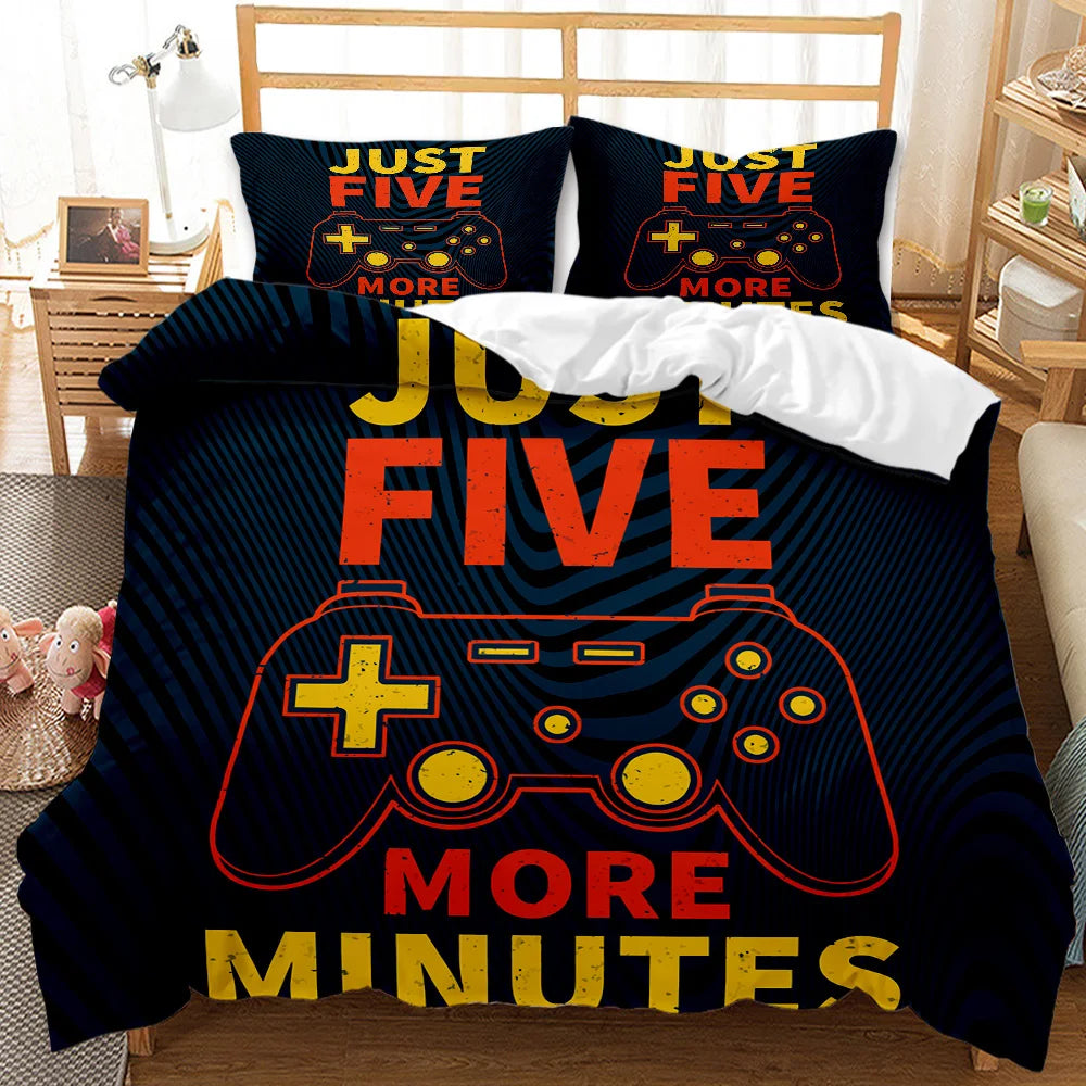 Gaming Bed Duvet Cover Set Twin,Gamer Bedding Sets for Boys Kids,Game King Size Duvet Cover Set 2/3pcs Microfiber Game Bed Set