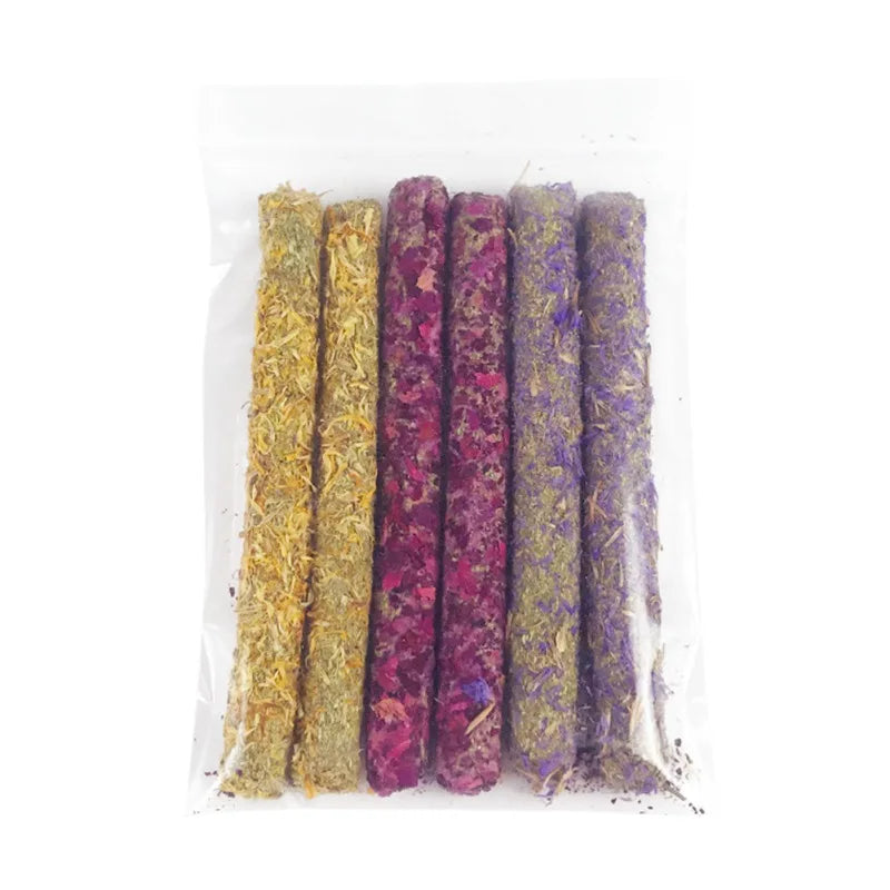 6Pcs Calendula Molar Rod  Pet Stick Molar Chewing Toys Dental Care Chewing Snacks for Rabbits Hamsters Chinchillas Small Pets