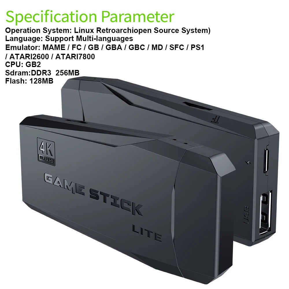 Game Stick M8 Retro Video Game 10000 20000 Portable Games Console with 2 Wireless Controller wireless video game console