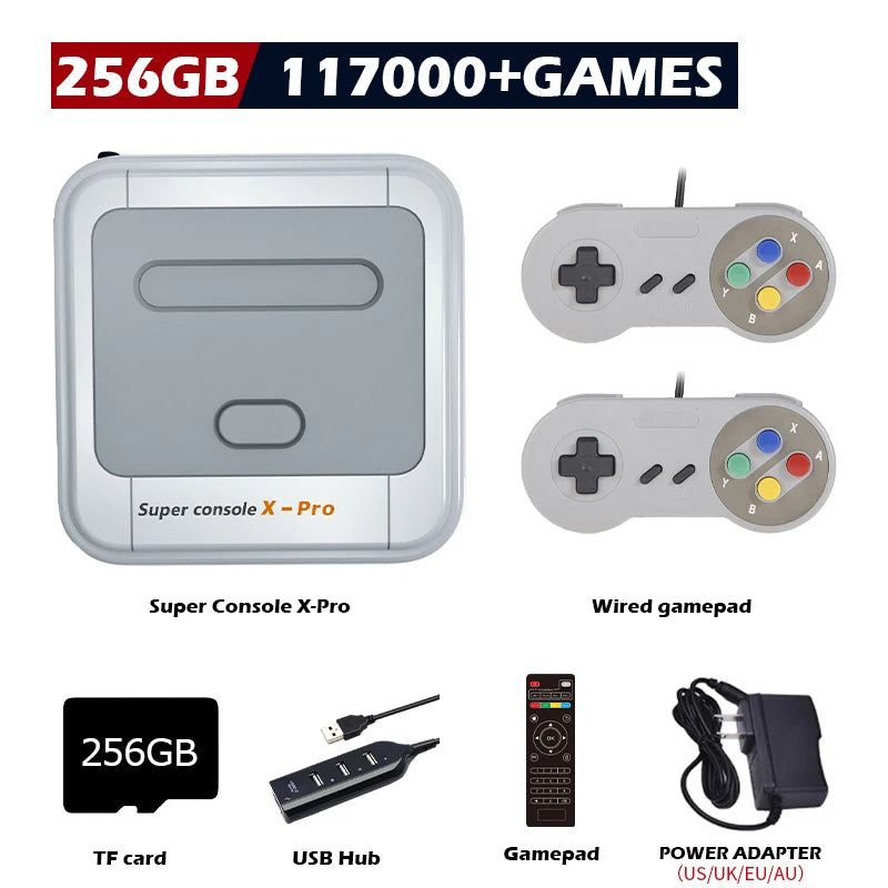 KINHANK Super Console X Pro Retro Game Console Support 70 Emulators 117000 Video Games for DC/MAME/Naomi with Gamepads Kid Gift