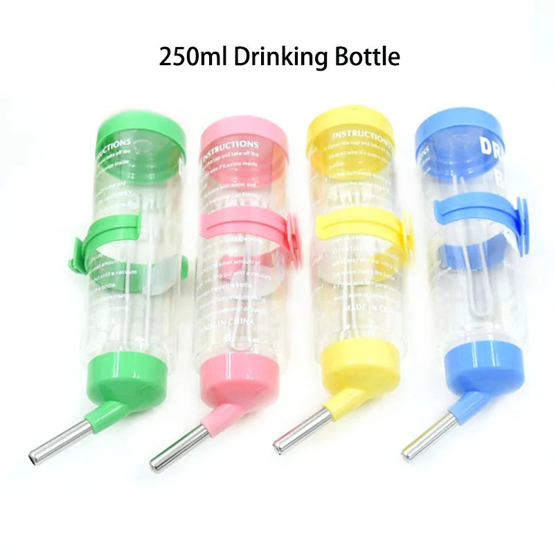 60ml/80ml/125ml/250ml Hamster Small Pets Water Drinking Bottle Plastic Rat Pet Dispenser Feeder Cage Hangable Water Bottle