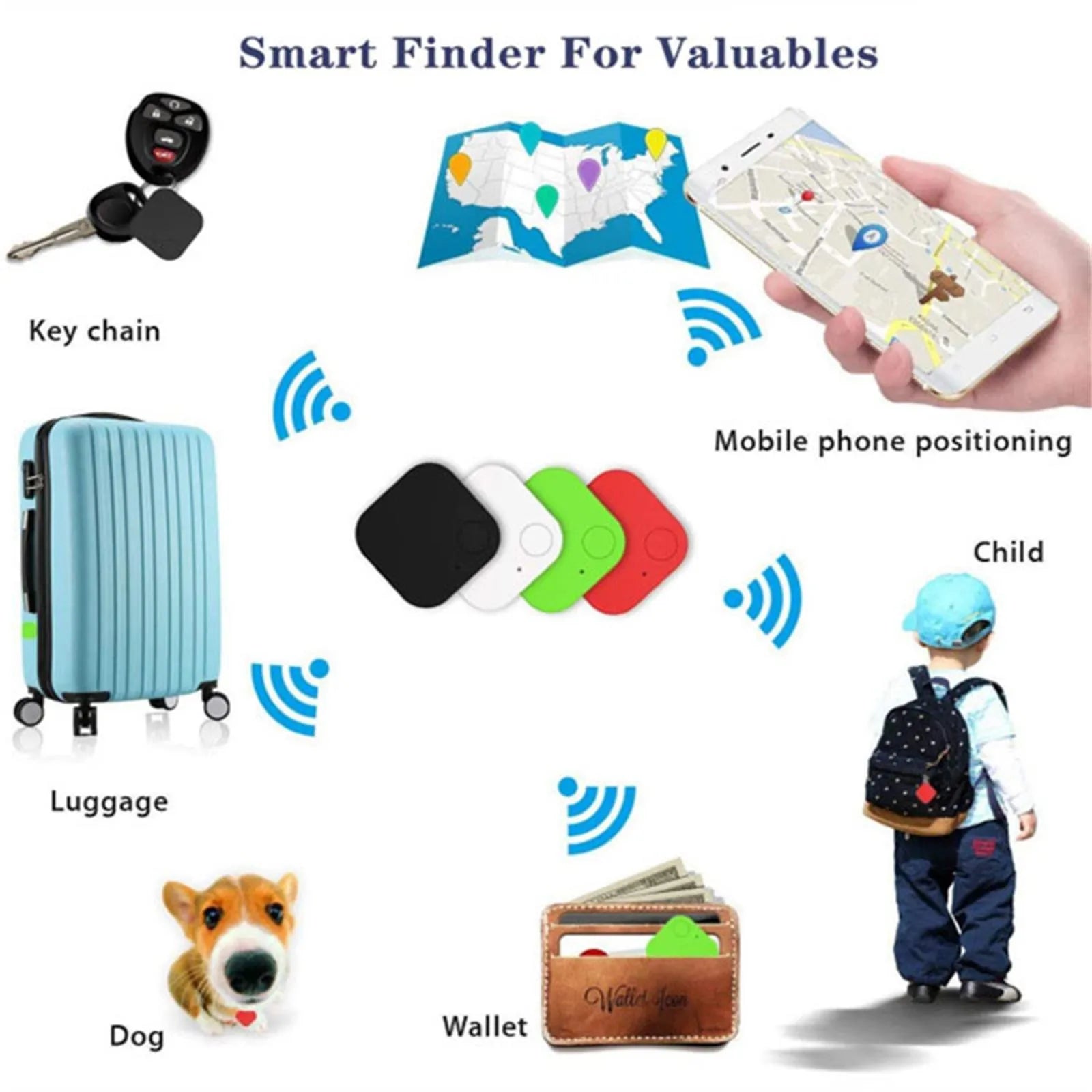 Mini Bluetooth GPS Tracker Smart Dog Pets Anti-lost Alarm Wireless Child Bag Wallet Key Finder Smart Activity Trackers Locator