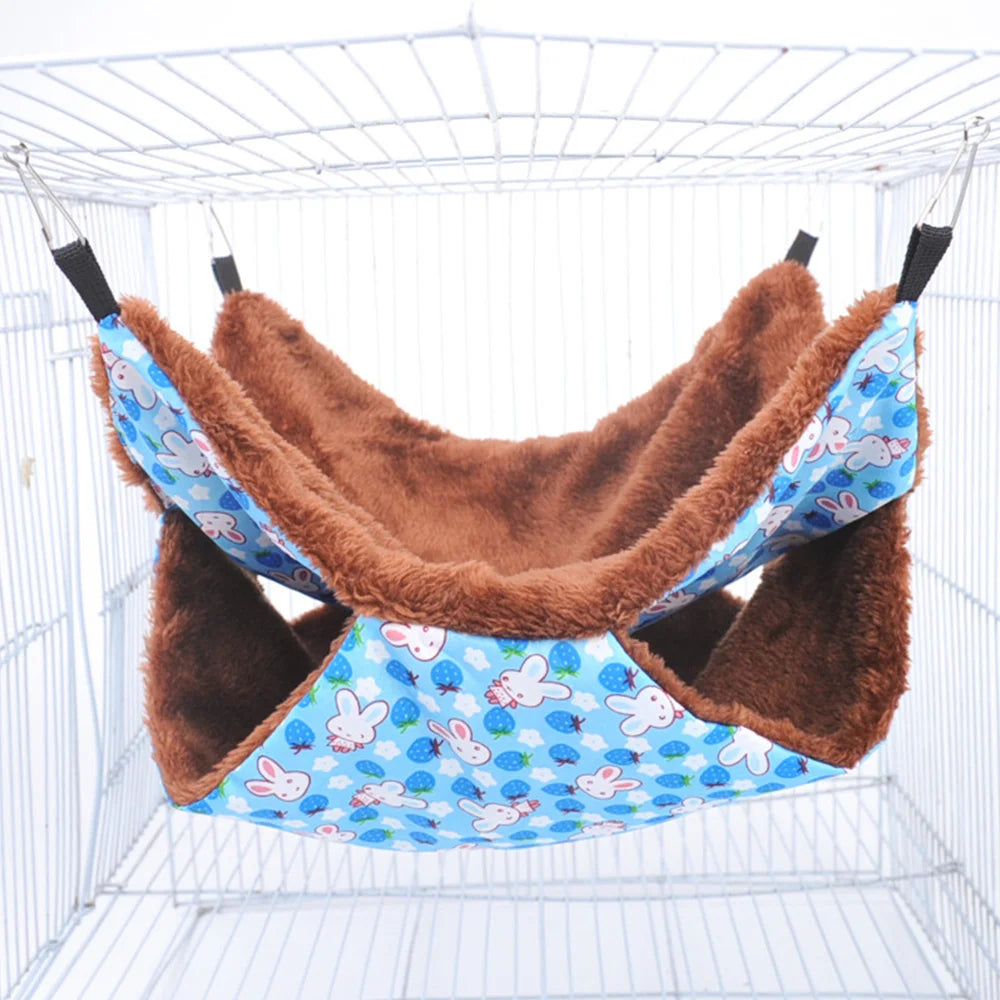 New Winter Warm Hamster Hammock For Rats Rodent Small Animal Guinea Pig Ferret Double-layer Plush Cotton Nests Pets Supplies YZL