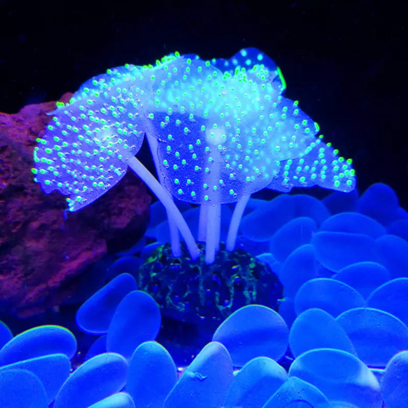 Silicone Glowing Artificial Fish Tank Light Aquarium Coral Plants Underwater Lights Pets Decor Aquatic mushroom seahorse light