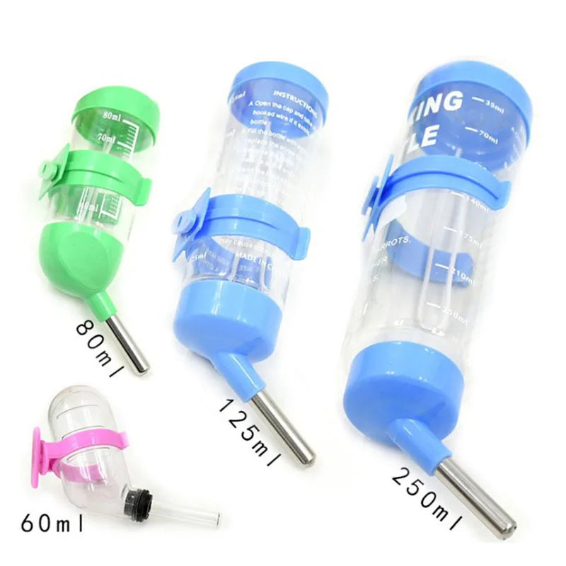 60ml/80ml/125ml/250ml Hamster Small Pets Water Drinking Bottle Plastic Rat Pet Dispenser Feeder Cage Hangable Water Bottle