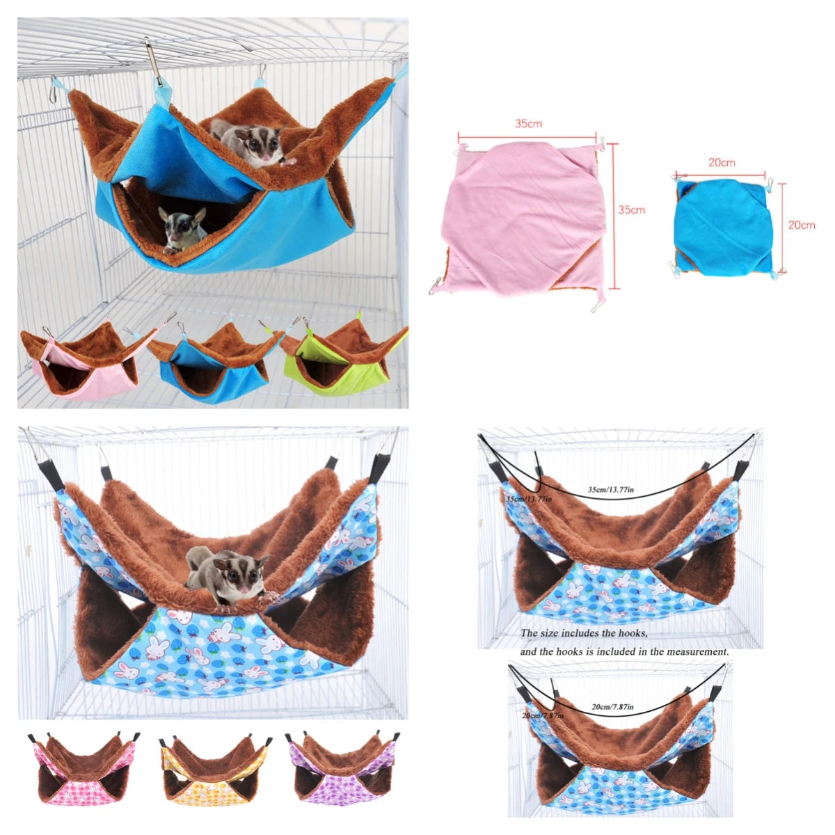 New Winter Warm Hamster Hammock For Rats Rodent Small Animal Guinea Pig Ferret Double-layer Plush Cotton Nests Pets Supplies YZL