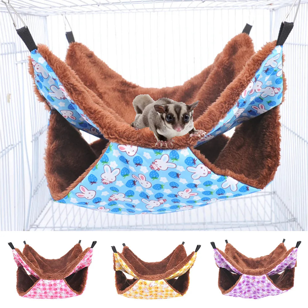 New Winter Warm Hamster Hammock For Rats Rodent Small Animal Guinea Pig Ferret Double-layer Plush Cotton Nests Pets Supplies YZL