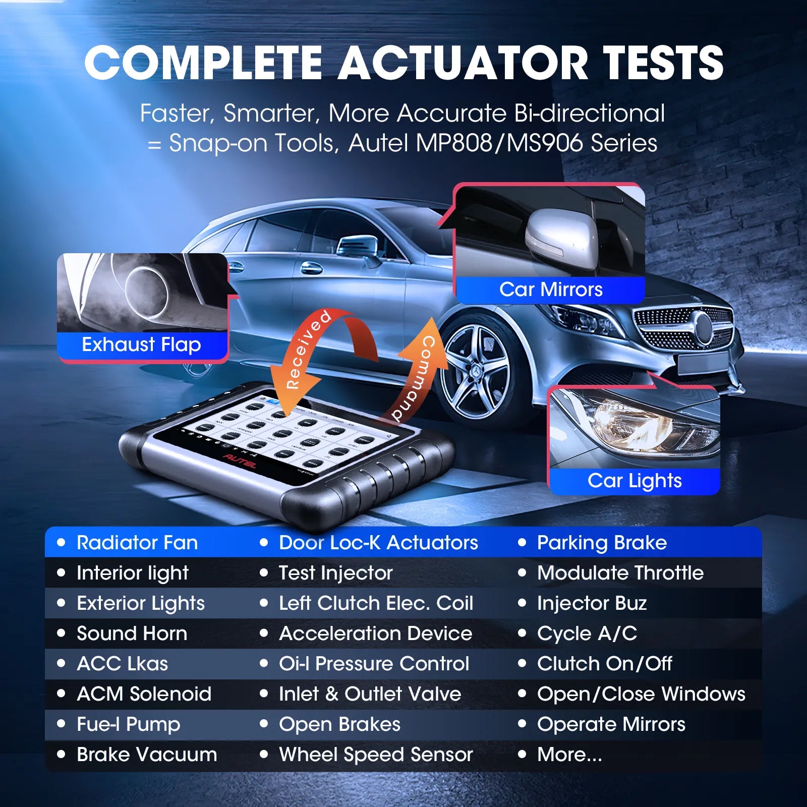 Autel MaxiCOM MK808 MK808S OBD2 Scanner Automotivo Car Diagnostic Tool OBD 2 Scanner Active Test Code Reader Key Coding Tool