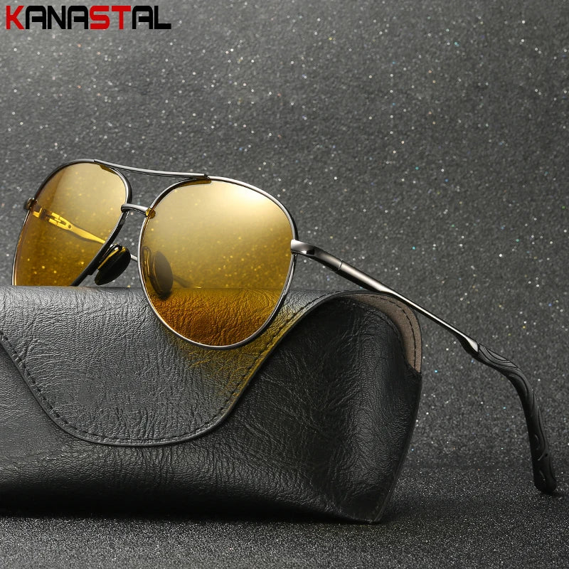 Men's Polarized Sunglasses UV400 Retro Pilot Male Sun Glasses Metal Eyeglasses Frame Driving Fishing Cycling Sunscreen Eyewear