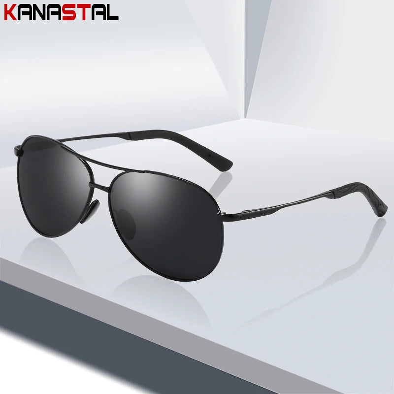 Men's Polarized Sunglasses UV400 Retro Pilot Male Sun Glasses Metal Eyeglasses Frame Driving Fishing Cycling Sunscreen Eyewear