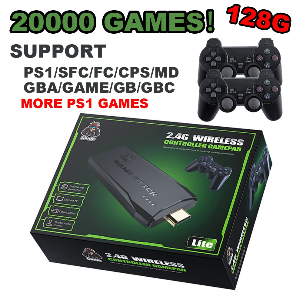 Game Stick M8 Retro Video Game 10000 20000 Portable Games Console with 2 Wireless Controller wireless video game console