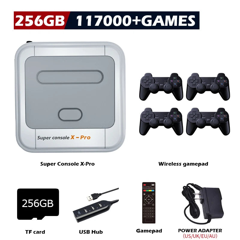 KINHANK Super Console X Pro Retro Game Console Support 70 Emulators 117000 Video Games for DC/MAME/Naomi with Gamepads Kid Gift