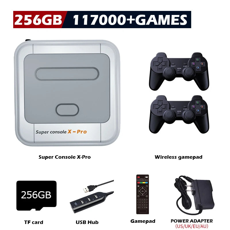 KINHANK Super Console X Pro Retro Game Console Support 70 Emulators 117000 Video Games for DC/MAME/Naomi with Gamepads Kid Gift