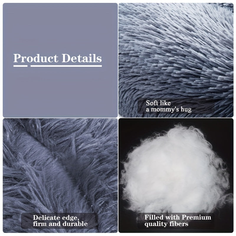 Calming Dog & Cat Bed, Donut Cuddler Warming Cozy Soft Round Bed, Fluffy Faux Fur Plush Cushion Bed For Small Medium And Large Dogs And Cats (40.64cm/50.8cm/60.96cm/71.12cm/78.74cm/99.06cm)