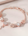 Stylish Heart-Shaped Ladies Bracelet Rhinestone Snake Charm Copper Hand Jewelry Bangle Gift