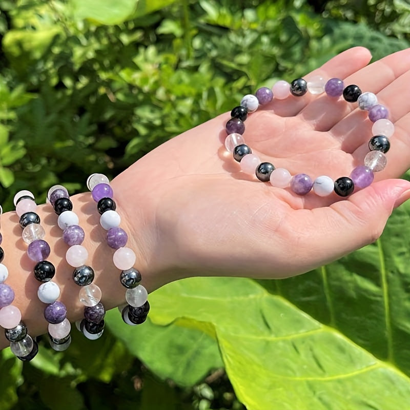 Stress Relief Bracelet Purple Black White Pink Natural Stone Bracelet For Women Gift