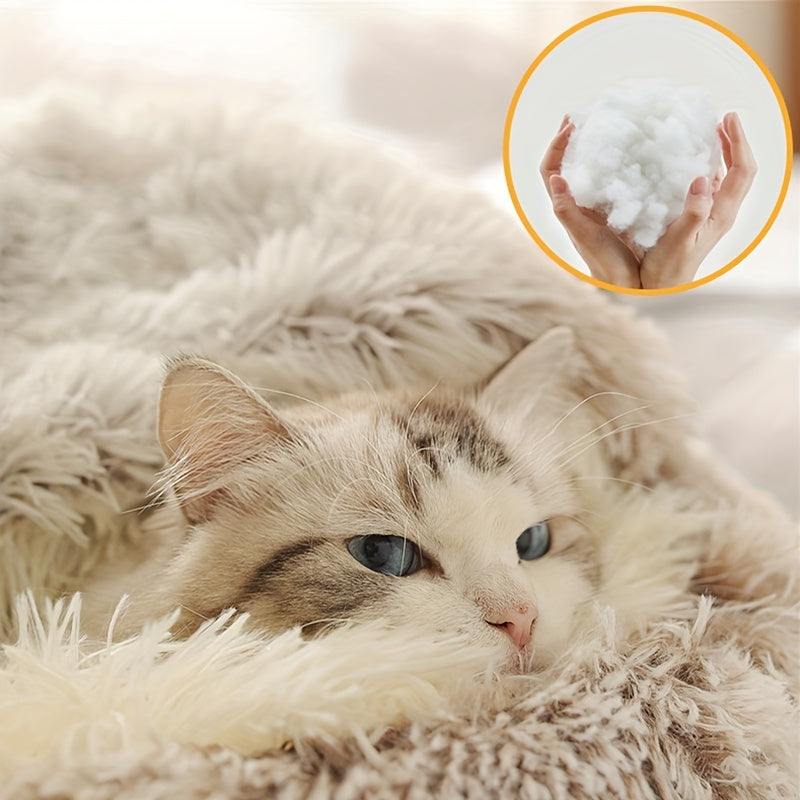 Plush Round Hooded Pet Bed, Warm Dog Bed For Small Dogs, Fluffy Soft Cat Bed, Donut Pet Cushion