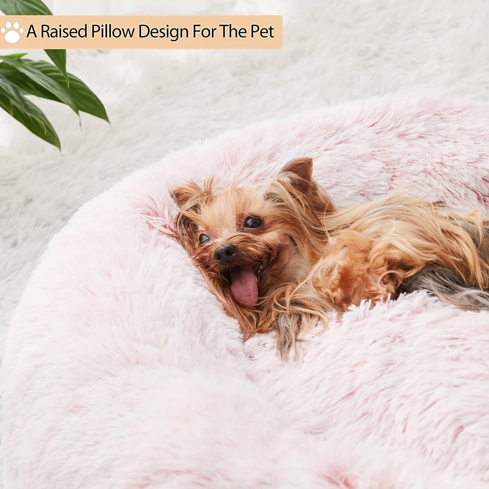Calming Dog & Cat Bed, Donut Cuddler Warming Cozy Soft Round Bed, Fluffy Faux Fur Plush Cushion Bed For Small Medium And Large Dogs And Cats (40.64cm/50.8cm/60.96cm/71.12cm/78.74cm/99.06cm)