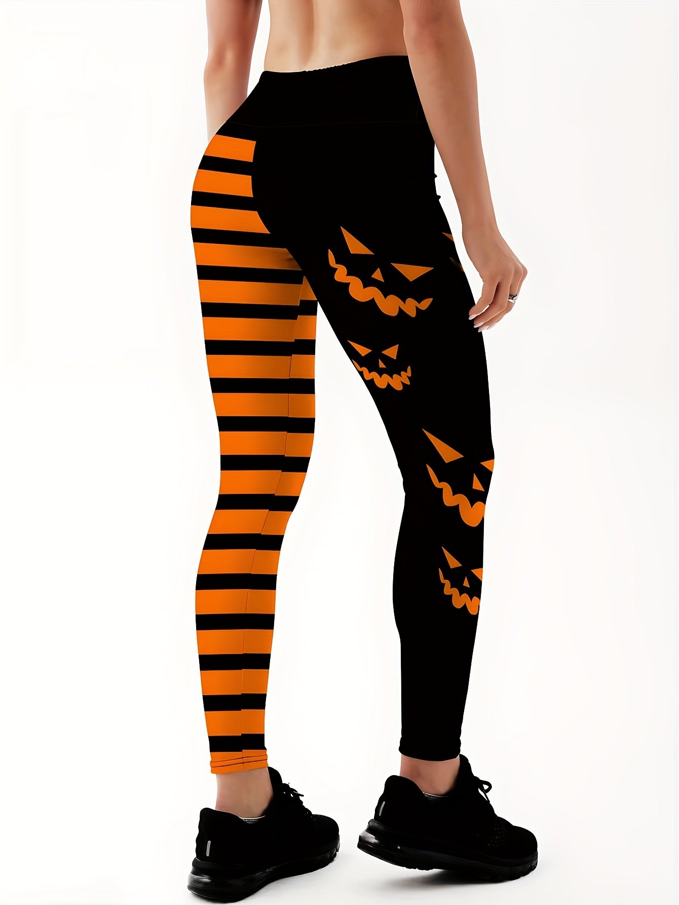 Faux Denim Print Yoga Workout Tight Pants, Stretch Sports Running Training Leggings, Women's Activewear