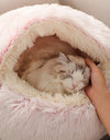 Plush Round Hooded Pet Bed, Warm Dog Bed For Small Dogs, Fluffy Soft Cat Bed, Donut Pet Cushion
