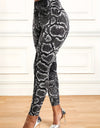 Faux Denim Print Yoga Workout Tight Pants, Stretch Sports Running Training Leggings, Women's Activewear