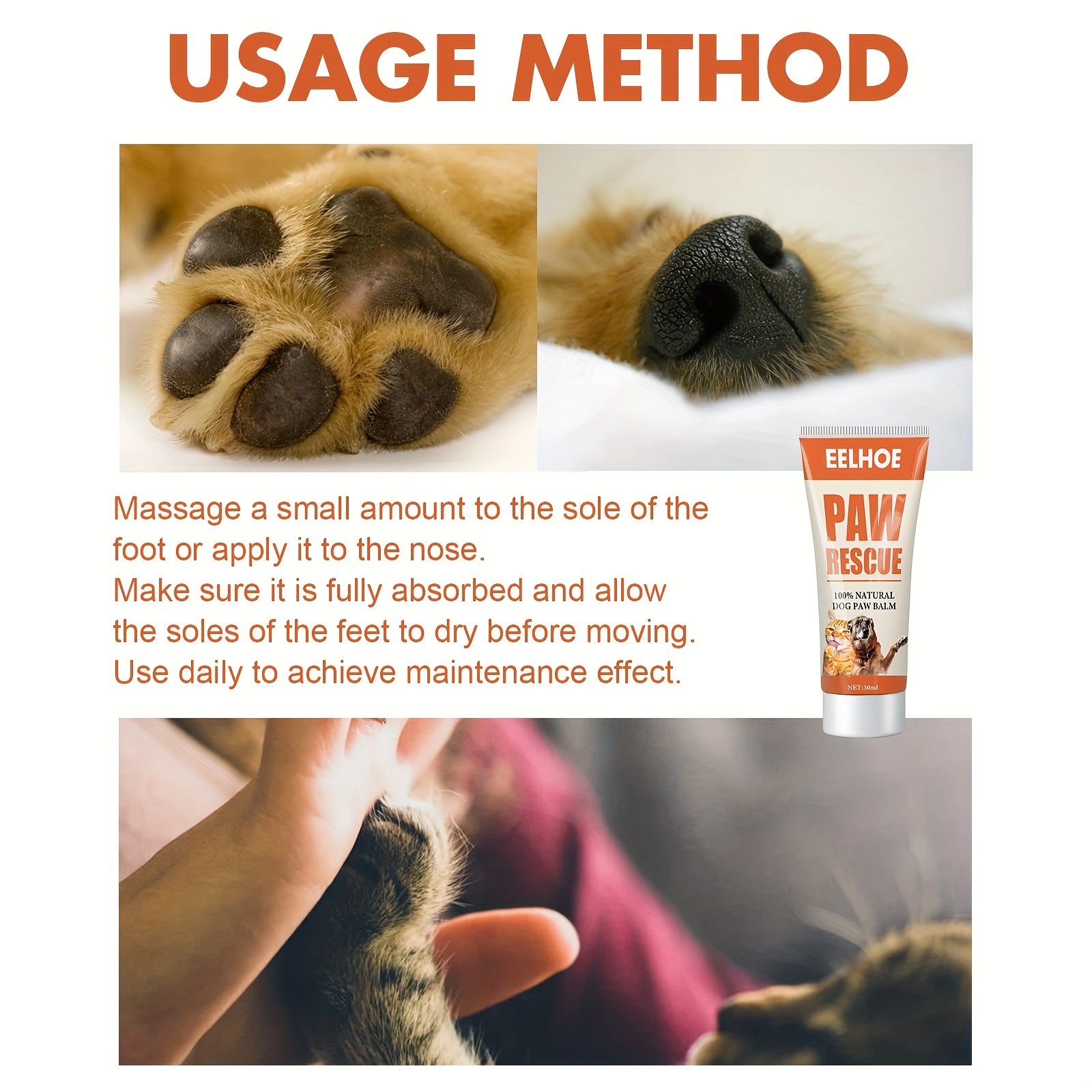Paw Protection for Your Furry pets: Pet Paw Balm for Dogs & Cats - Moisturize & Protect Dry Paws Year-Round!